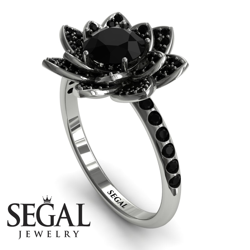 Lotus Black Diamond Engagement Ring - Princess Lotus no. 6
